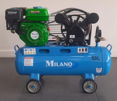 Milano italia compressor ENGINE DRIVEN Double Piston 7.5hp Engine  50 Litres