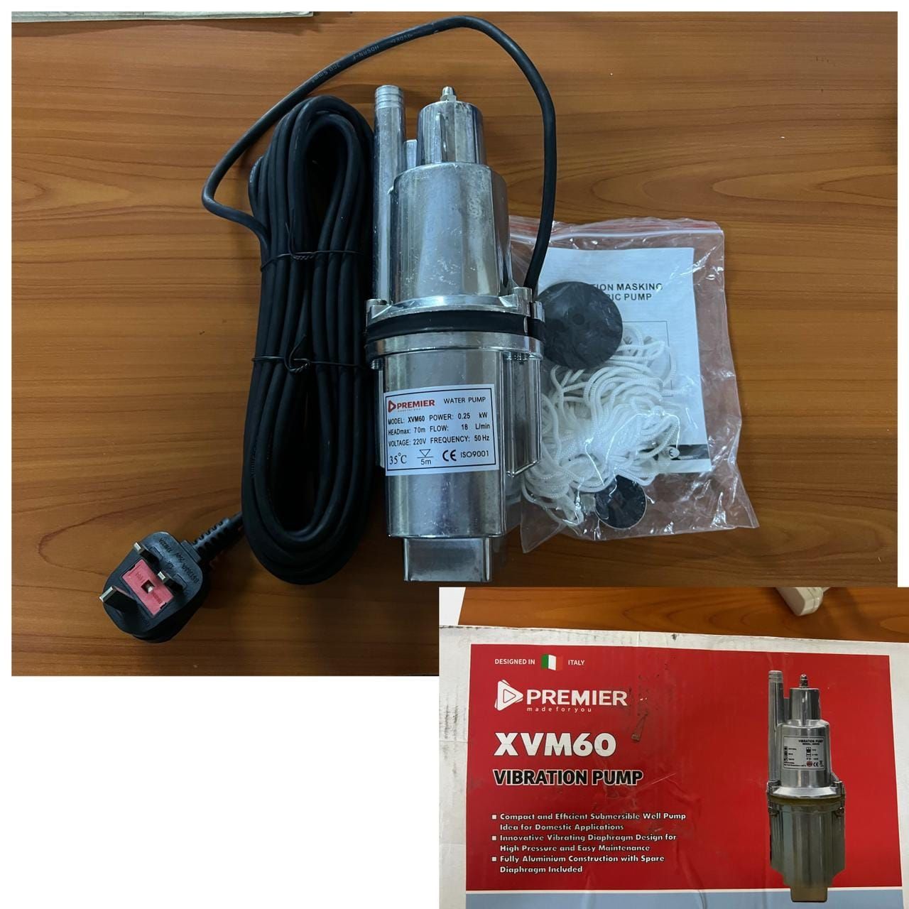 Premier Vibration Water Pump 70m 0.25kw
