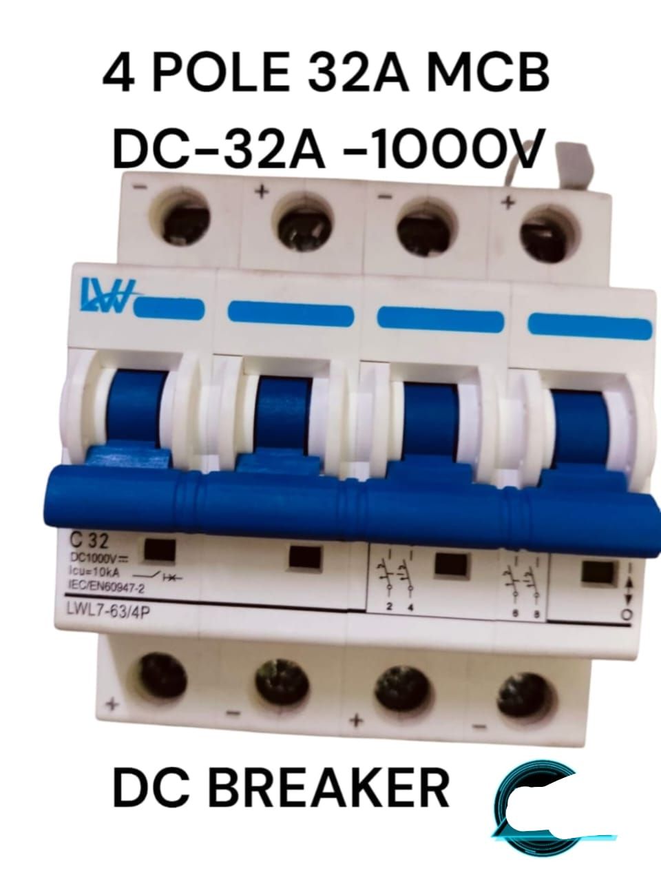 1000V/32 Amps DC Circuit Breaker (MCB) 4-Pole