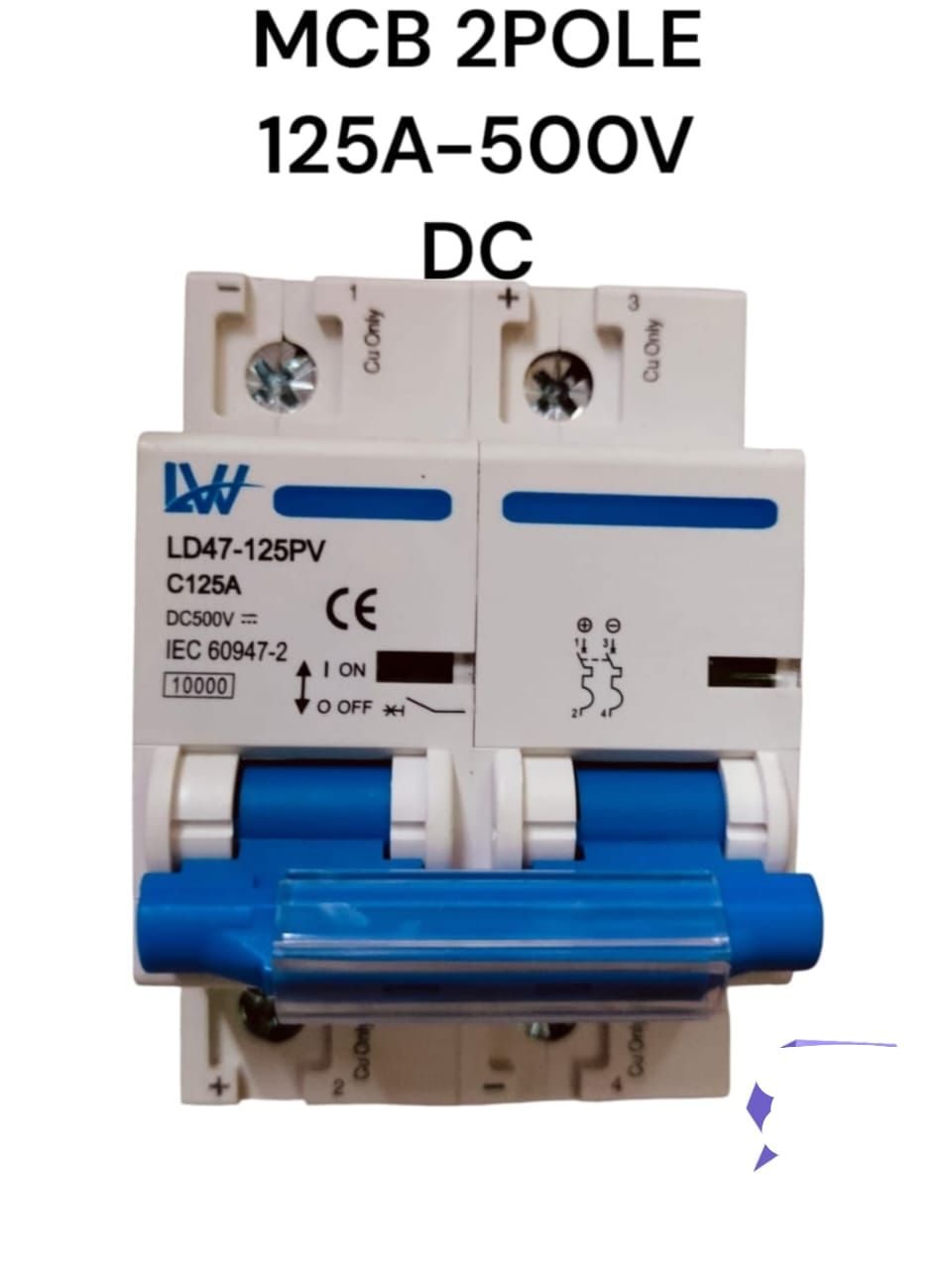 DC Miniature Circuit Breaker, 2 Pole 500V 125 Amp
