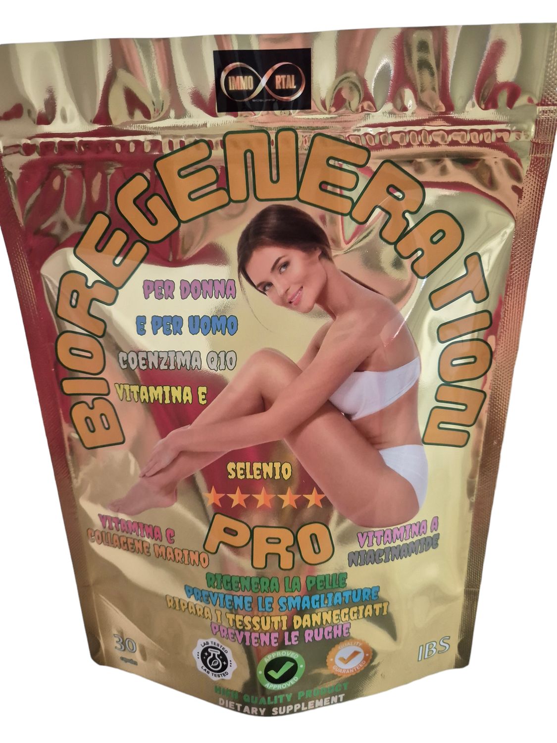 BIOREGENERATION PRO di Immortal BioSupps Prevenzione Smagliature e riparazione dei tessuti danneggiati - rigenerazione generale della cute - rinforza l'epidermide BIOREGENERATION PRO di Immortal BioSupps Prevenzione Smagliature e riparazione dei tessuti danneggiati - rigenerazione generale della cute - rinforza l'epidermide