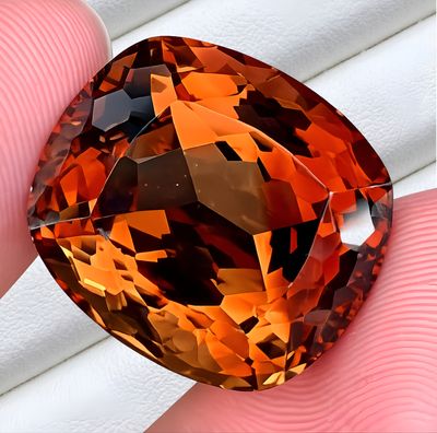 Topaze Naturelle " brun orange / Champagne " - 34.31cts (Certifiée GFCO switzerland)