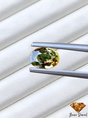 Saphir naturel 1.00 ct "Vert-jaune - yellow green Certifié