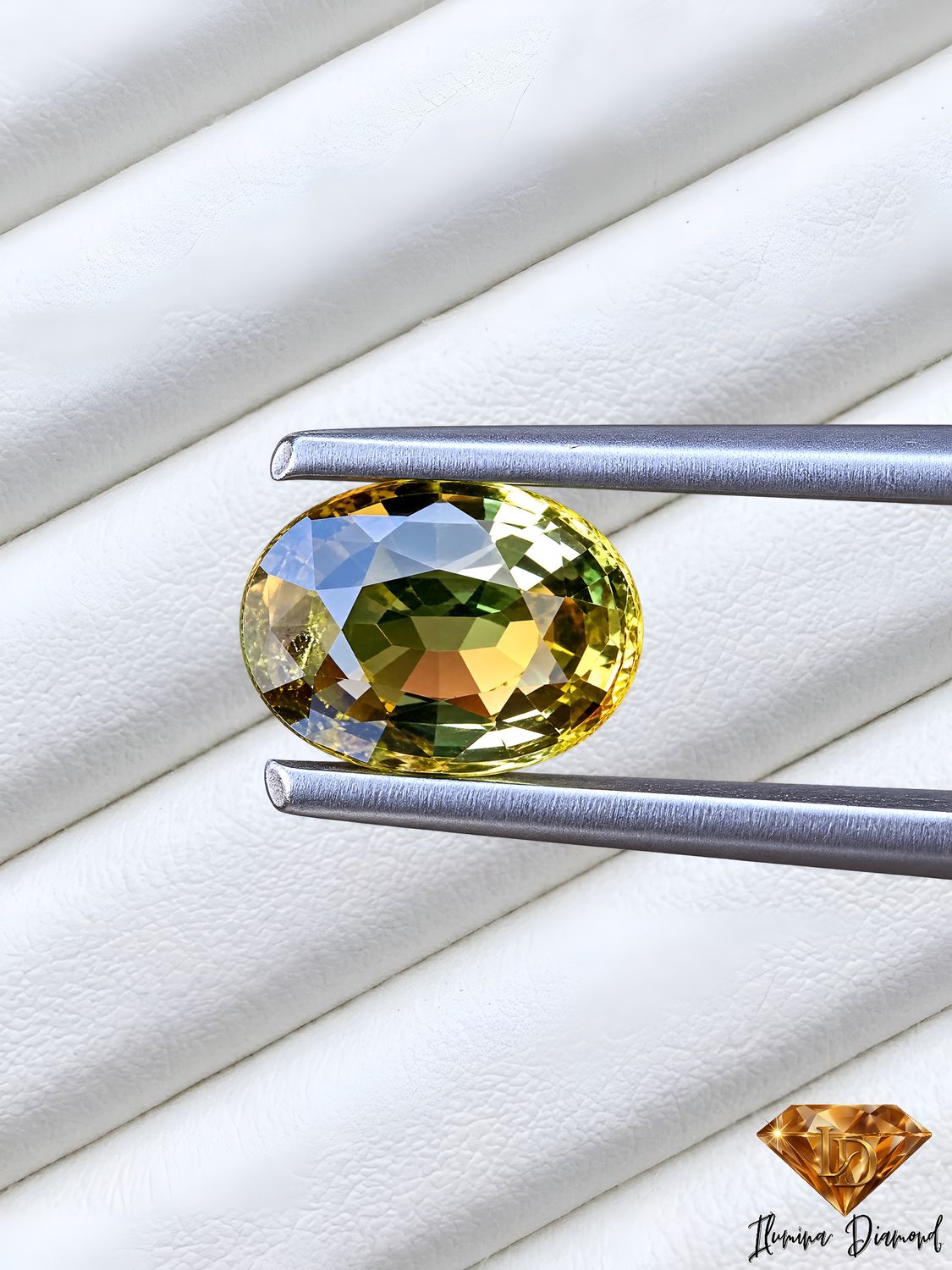 Saphir naturel 1.00 ct "Vert-jaune - yellow green Certifié