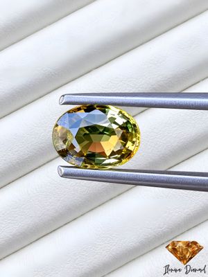Saphir naturel 1.00 ct "Vert-jaune - yellow green Certifié