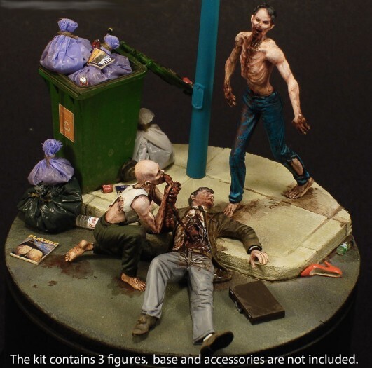 Night of the Living Dead Diorama (2 Zombies, Dead Man, Base) (Resin)