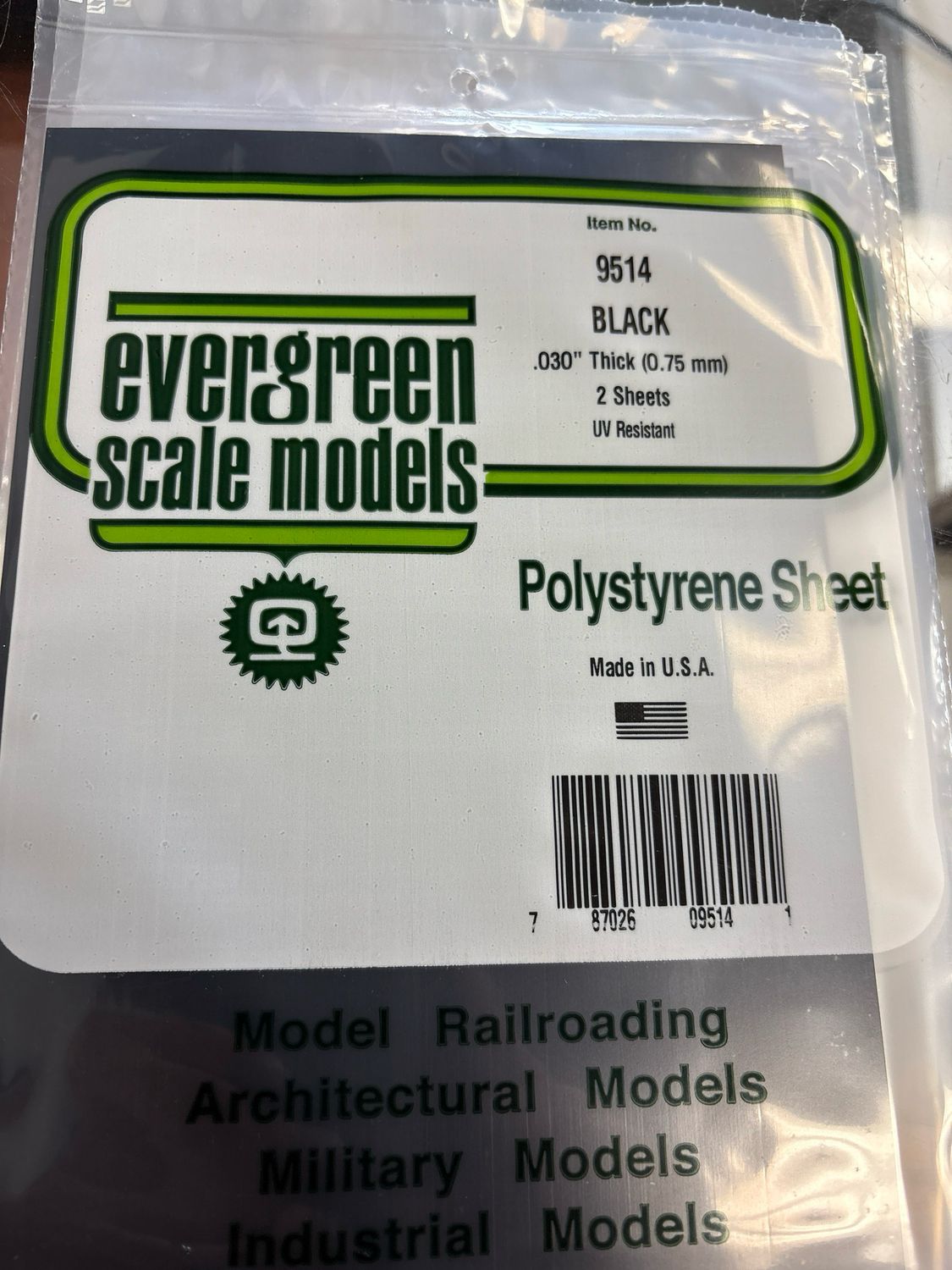 Evergreen Polystyrene Sheet (Black) #9514 Evergreen Polystyrene Sheet (Black) #9514