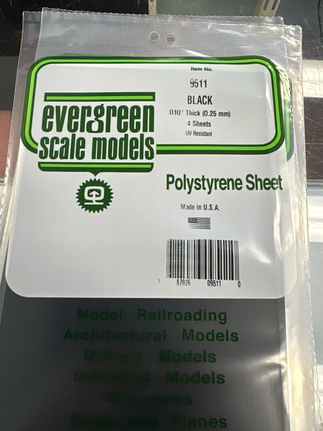 Evergreen Polystyrene Sheet (Black) #9511