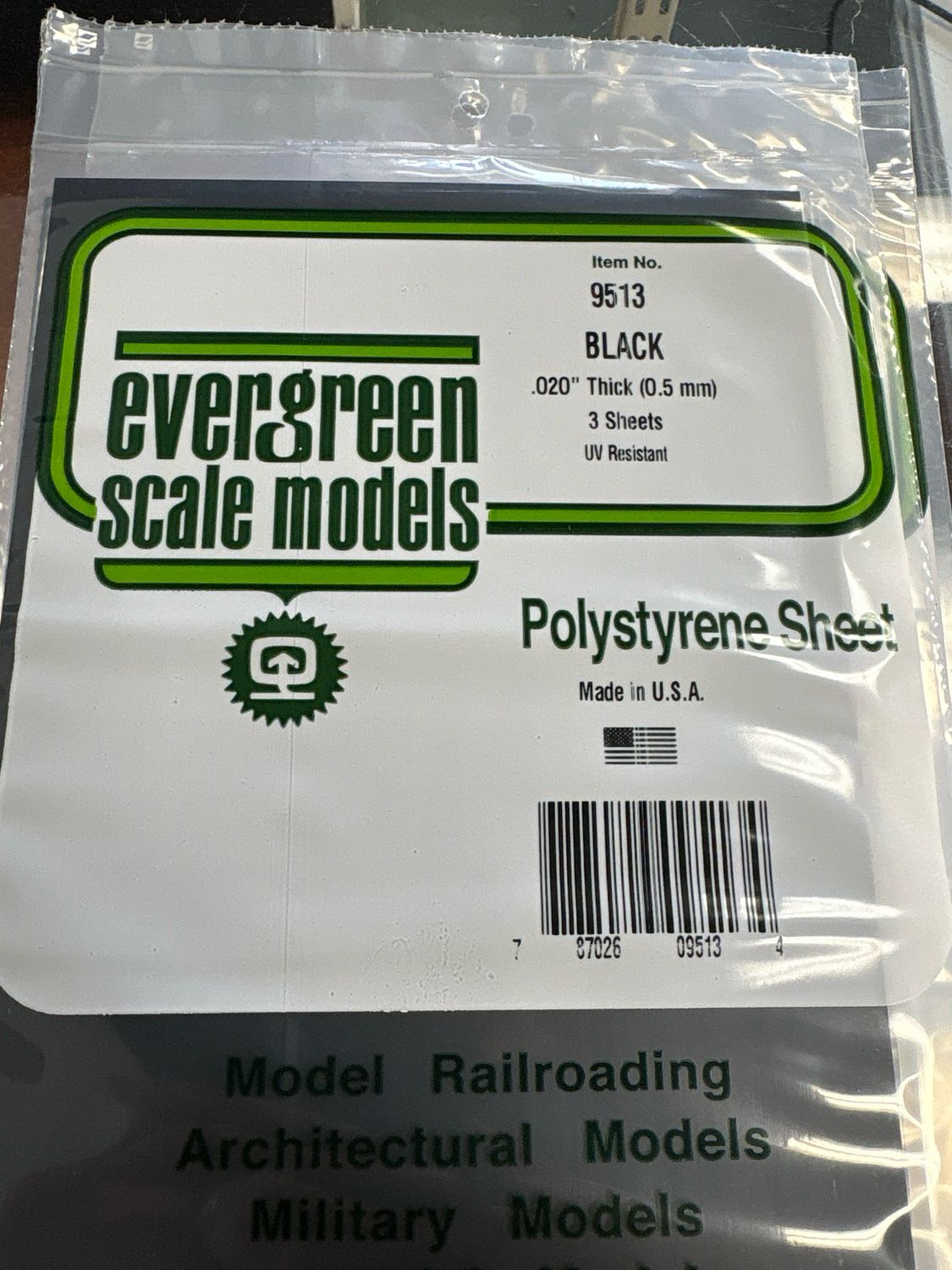 Evergreen Polystyrene Sheet (Black) #9513
