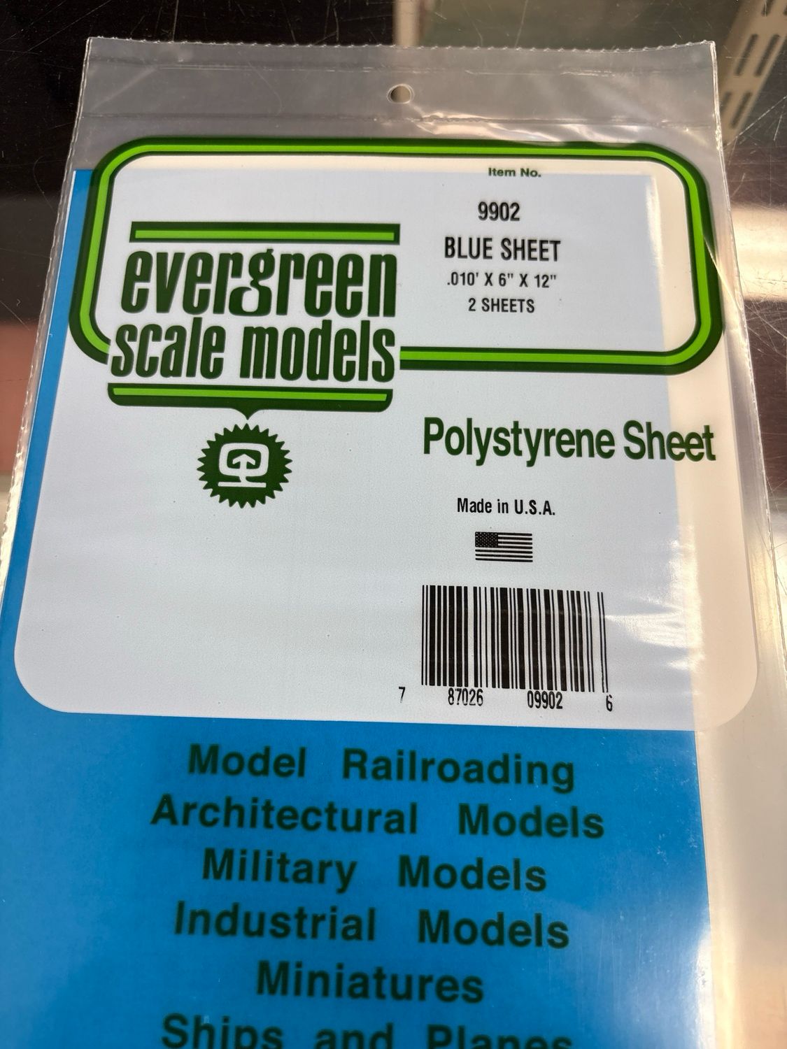 Evergreen Polystyrene Sheet Transparent (Blue) # 9902