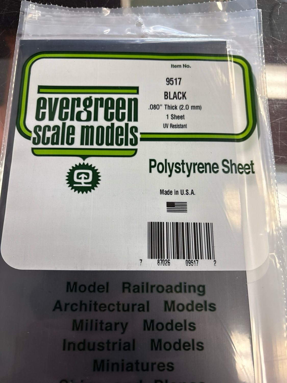 Evergreen Polystyrene Sheet (Black) #9517 Evergreen Polystyrene Sheet (Black) #9517