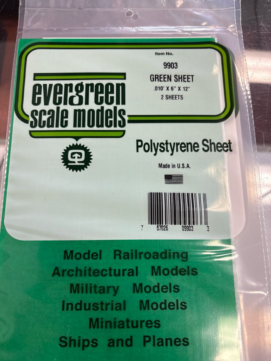 Evergreen Polystyrene Sheet Transparent (Green) # 9903 Evergreen Polystyrene Sheet Transparent (Green) # 9903