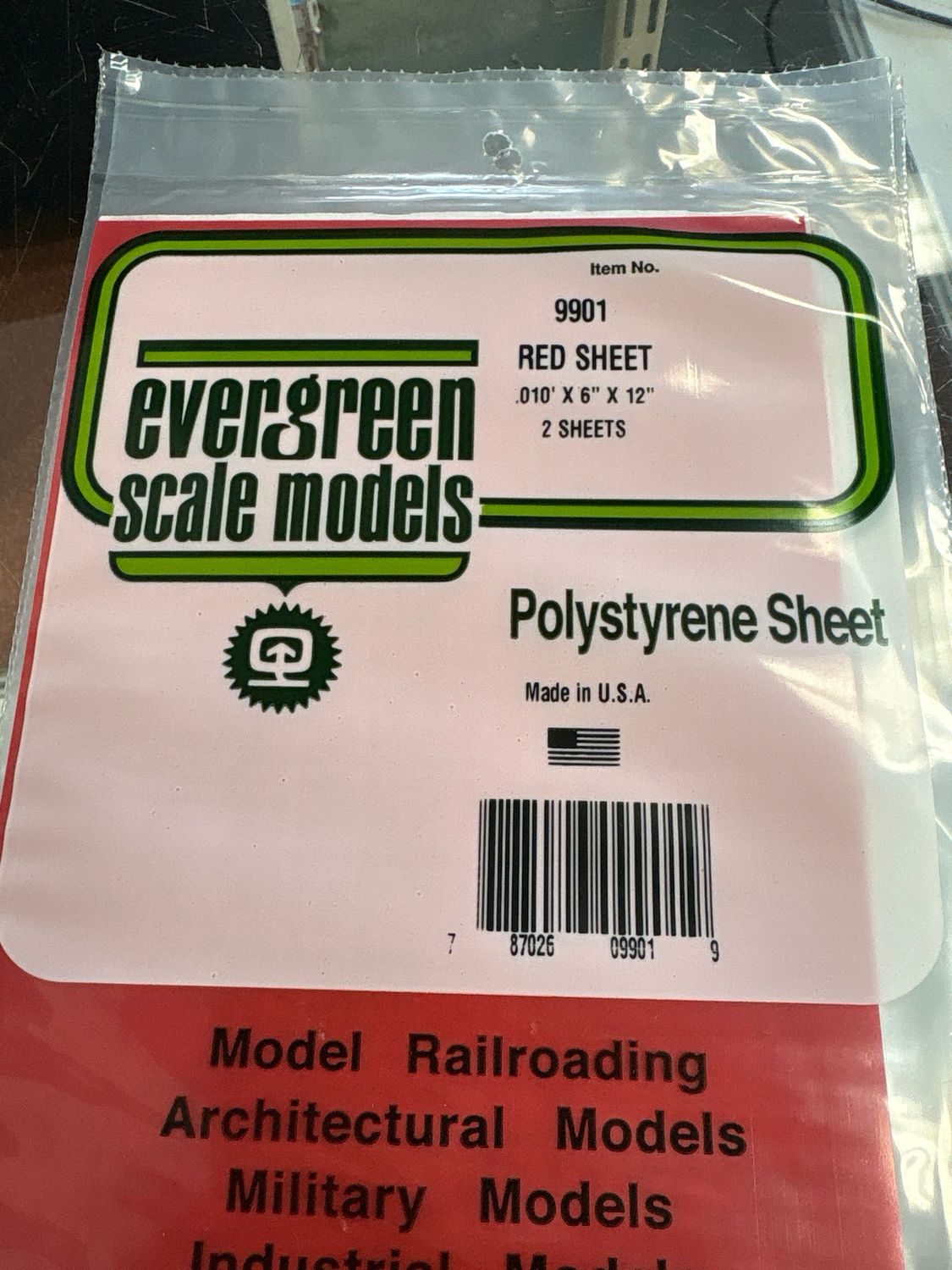 Evergreen Polystyrene Sheet Transparent (Red) # 9901