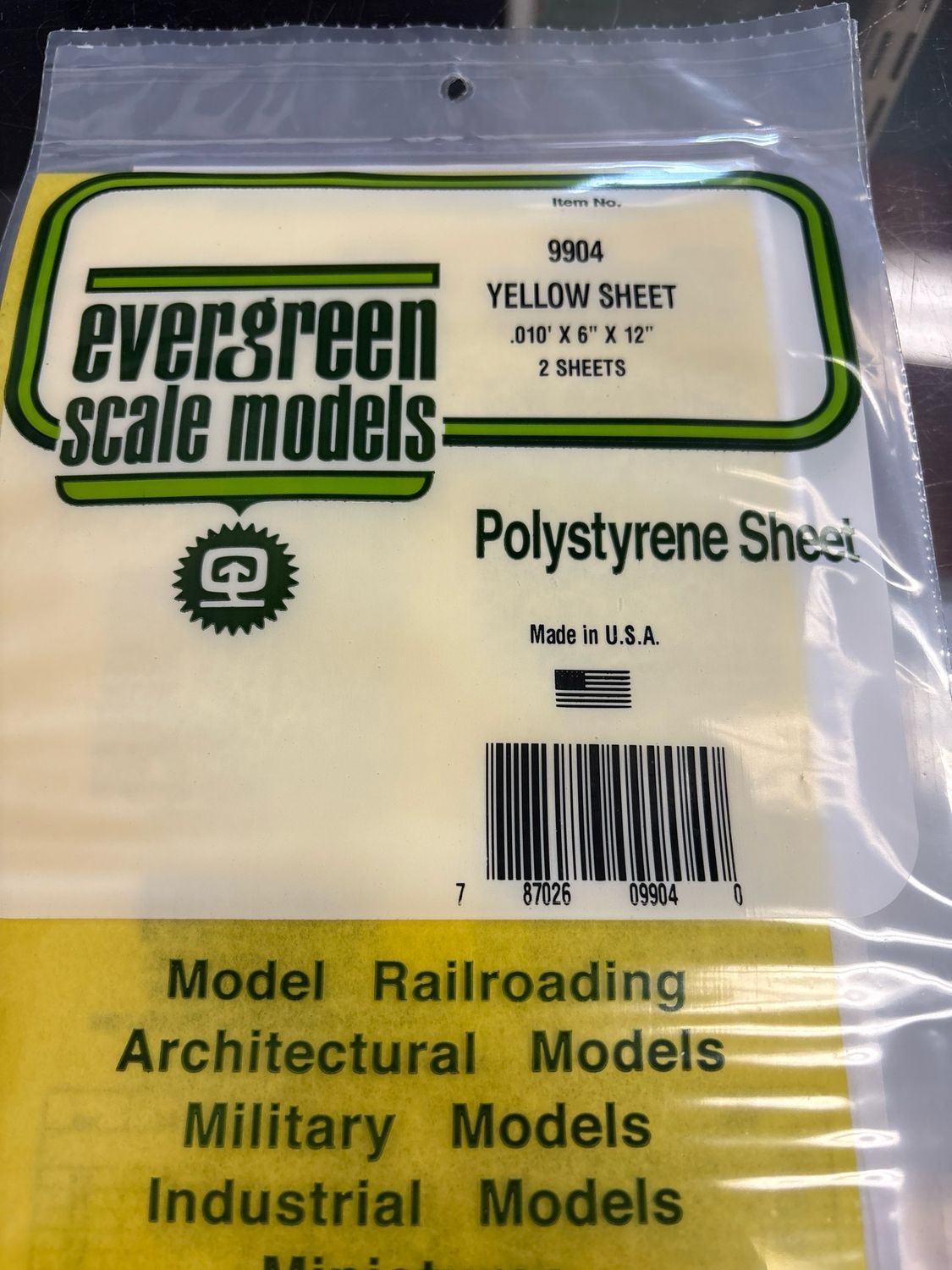 Evergreen Polystyrene Sheet Transparent (Yellow) # 9904