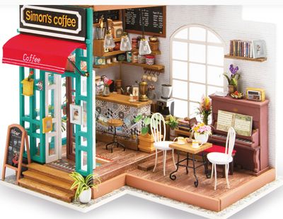 Simon’s Coffee 3D Wooden puzzle DIY Miniature Dollhouse