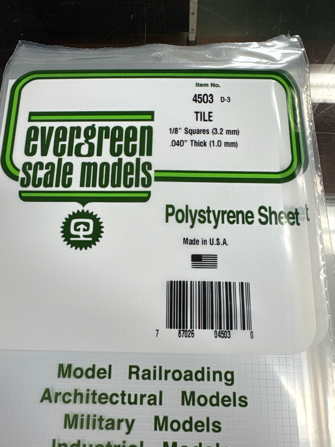 Evergreen Polystyrene Sheet (Tile) #4503 Evergreen Polystyrene Sheet (Tile) #4503