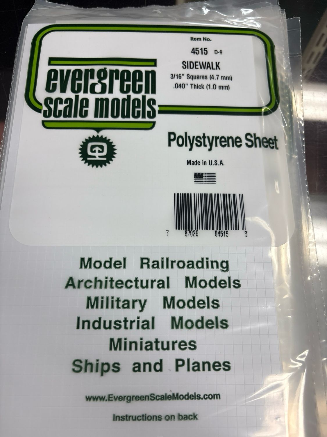 Evergreen Polystyrene Sheet (Sidewalk) #4515 Evergreen Polystyrene Sheet (Sidewalk) #4515