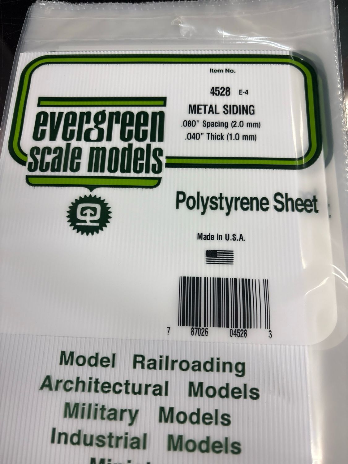 Evergreen Polystyrene Sheet (Metal Siding) #4528 Evergreen Polystyrene Sheet (Metal Siding) #4528