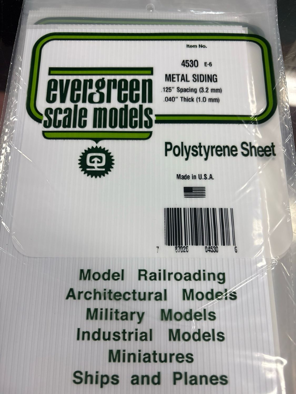Evergreen Polystyrene Sheet (Metal Siding) #4530