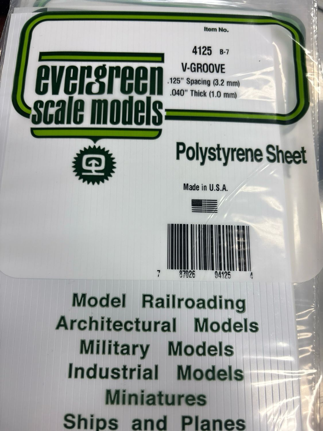 Evergreen Polystyrene Sheet (V-Groove) #4125 Evergreen Polystyrene Sheet (V-Groove) #4125