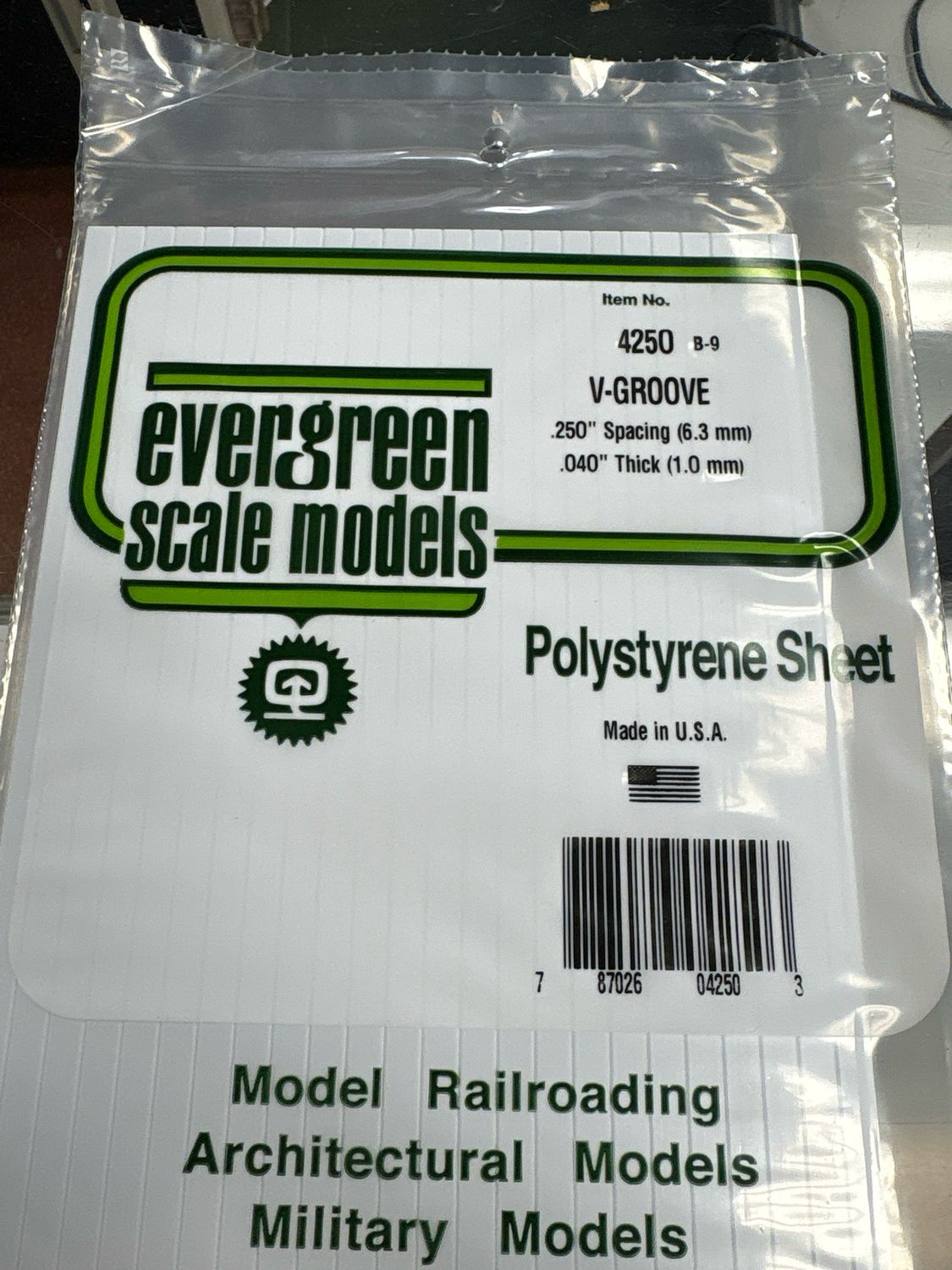 Evergreen Polystyrene Sheet (V-Groove) #4250 Evergreen Polystyrene Sheet (V-Groove) #4250