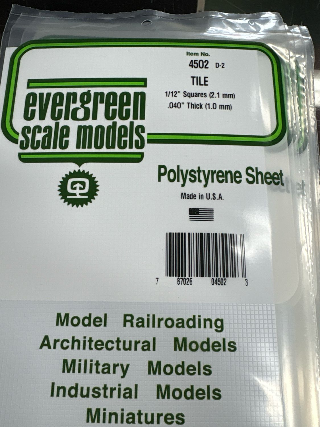 Evergreen Polystyrene Sheet (Tile) #4502 Evergreen Polystyrene Sheet (Tile) #4502
