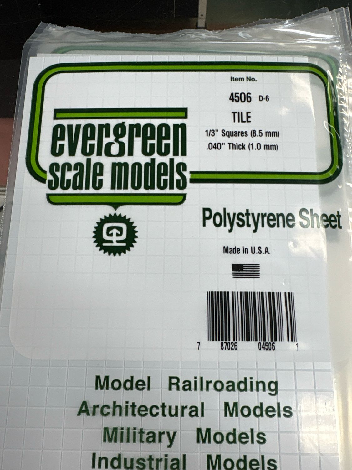 Evergreen Polystyrene Sheet (Tile) #4506 Evergreen Polystyrene Sheet (Tile) #4506