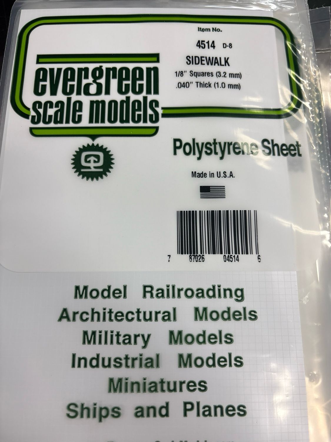 Evergreen Polystyrene Sheet (Sidewalk) #4514 Evergreen Polystyrene Sheet (Sidewalk) #4514