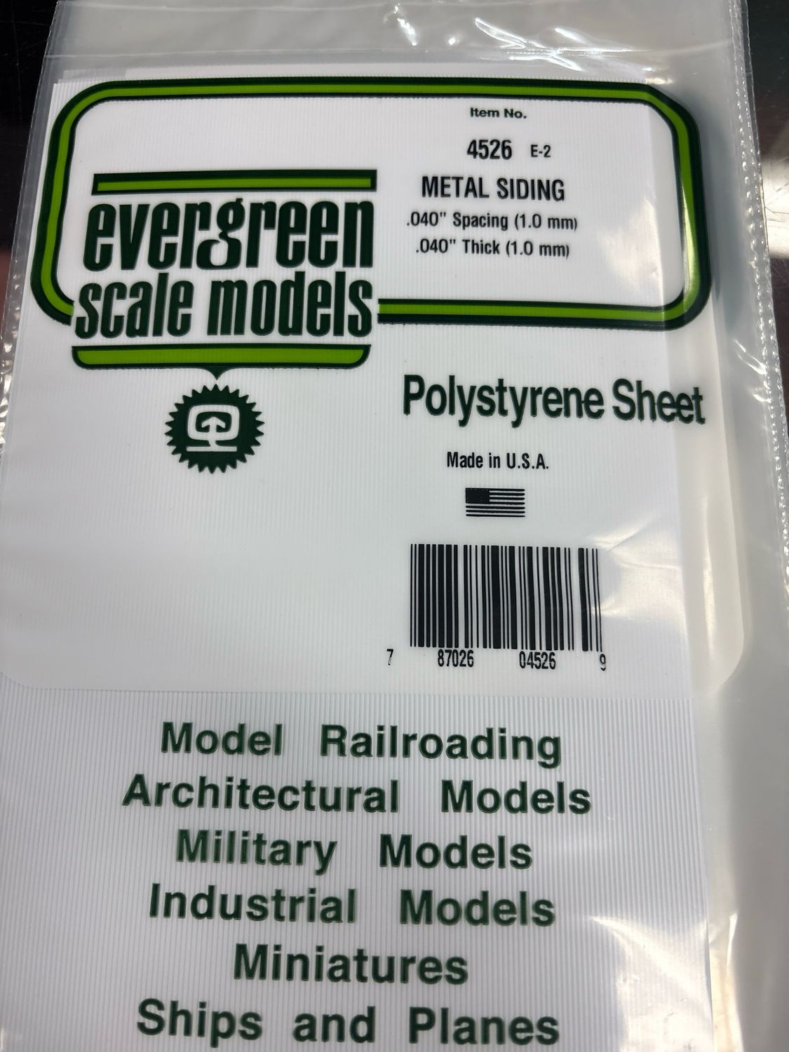 Evergreen Polystyrene Sheet (Metal Siding) #4526 Evergreen Polystyrene Sheet (Metal Siding) #4526