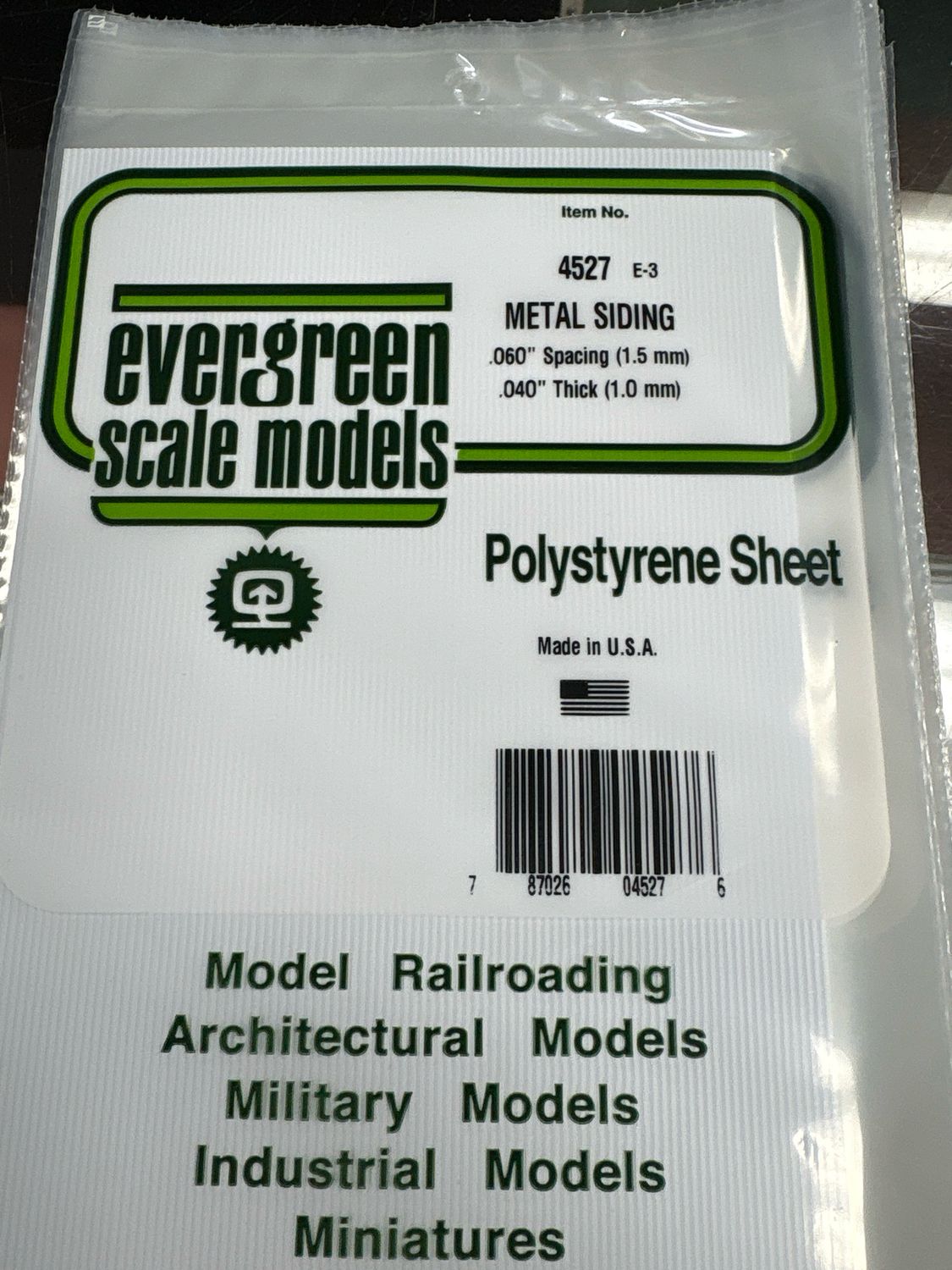 Evergreen Polystyrene Sheet (Metal Siding) #4527 Evergreen Polystyrene Sheet (Metal Siding) #4527