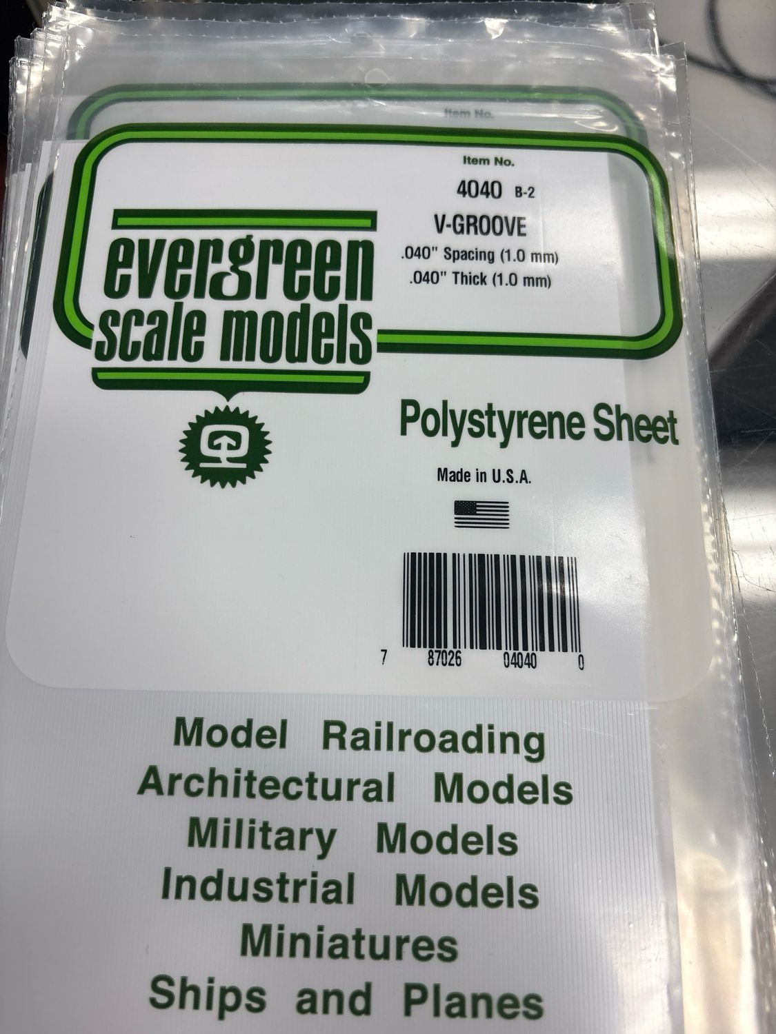 Evergreen Polystyrene Sheet (V-Groove) #4040 Evergreen Polystyrene Sheet (V-Groove) #4040