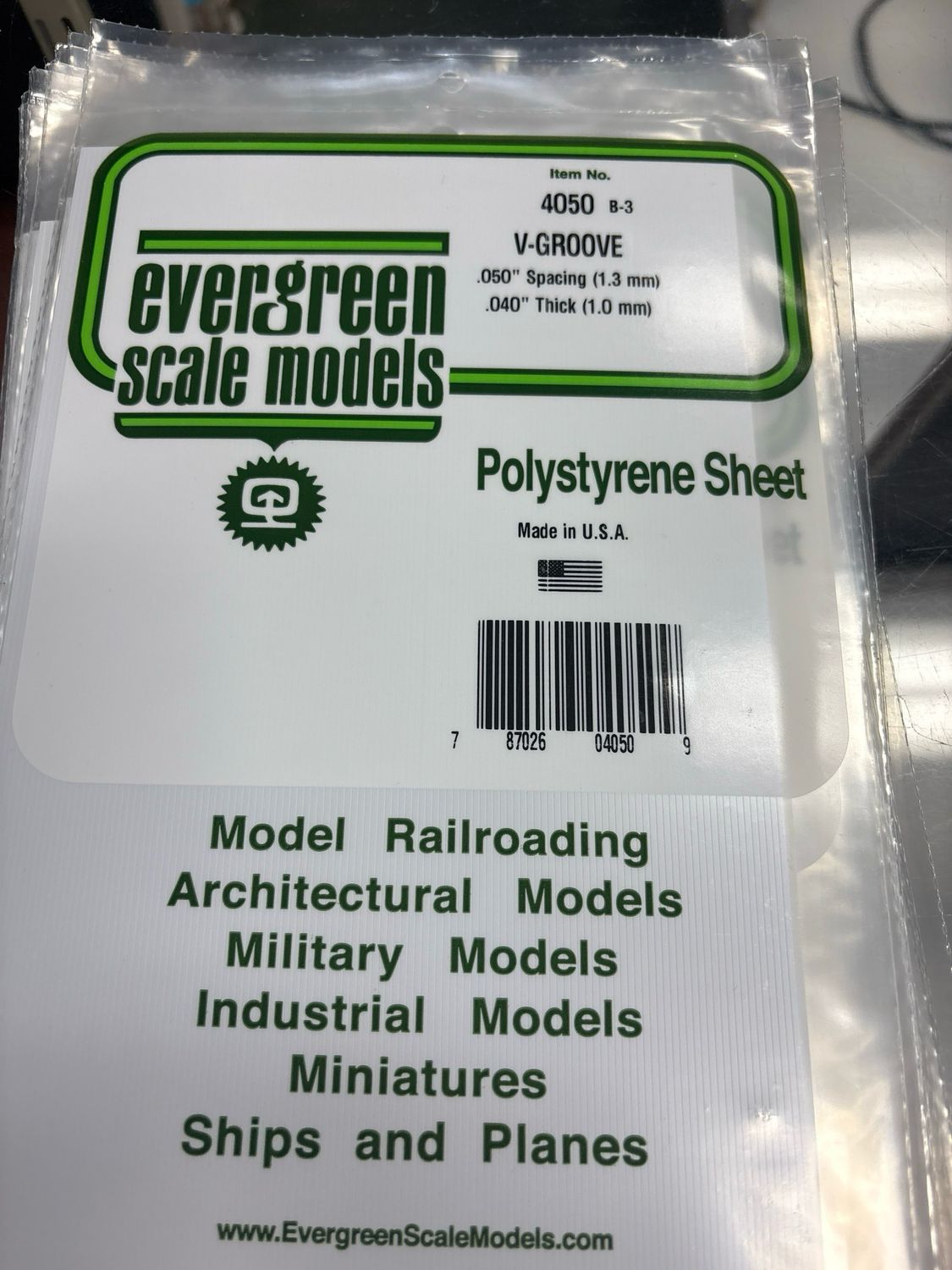 Evergreen Polystyrene Sheet (V-Groove) #4050 Evergreen Polystyrene Sheet (V-Groove) #4050