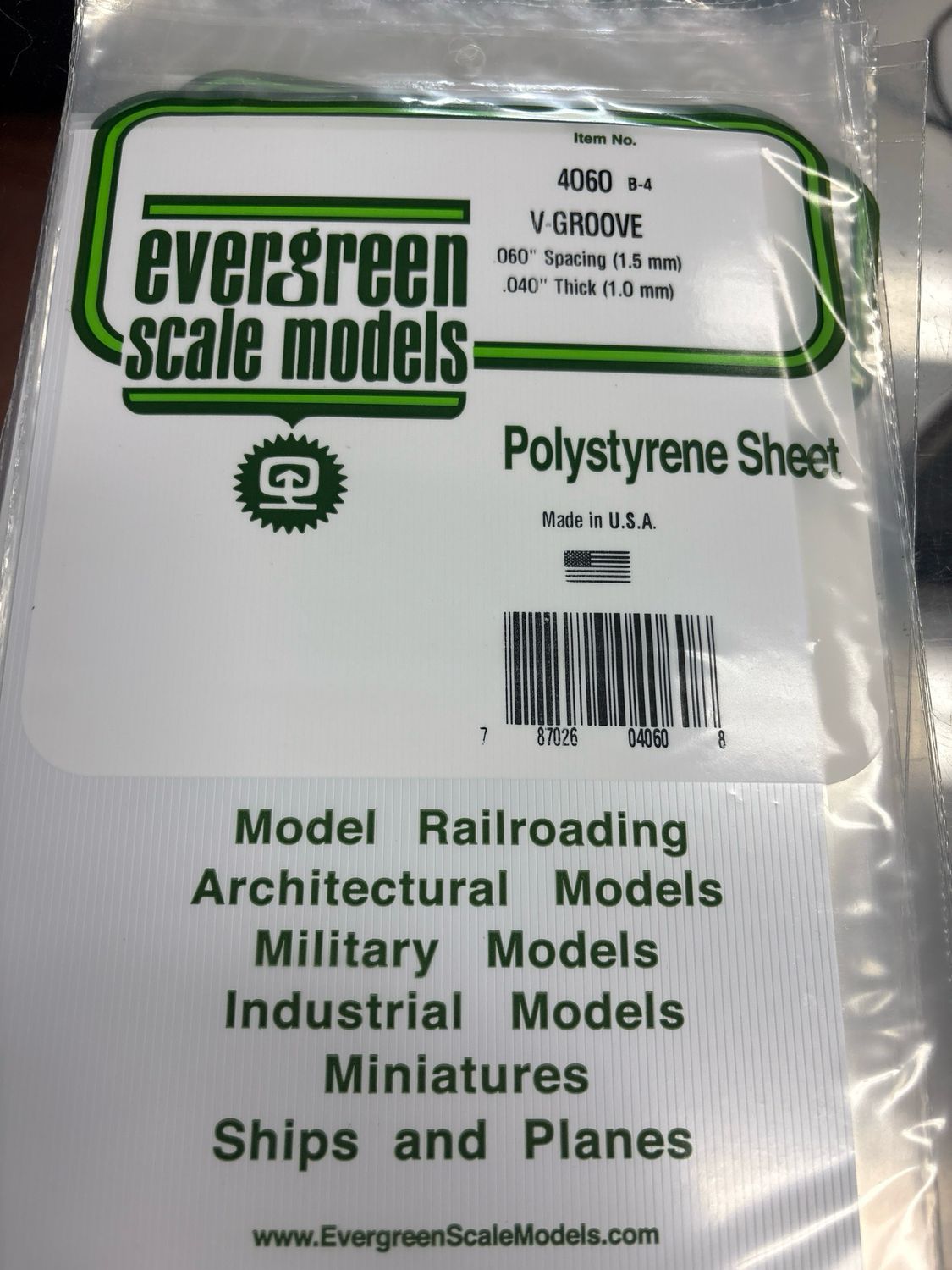Evergreen Polystyrene Sheet (V-Groove) #4060 Evergreen Polystyrene Sheet (V-Groove) #4060