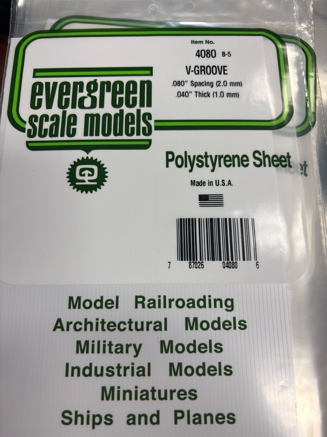 Evergreen Polystyrene Sheet (V-Groove) #4080 Evergreen Polystyrene Sheet (V-Groove) #4080