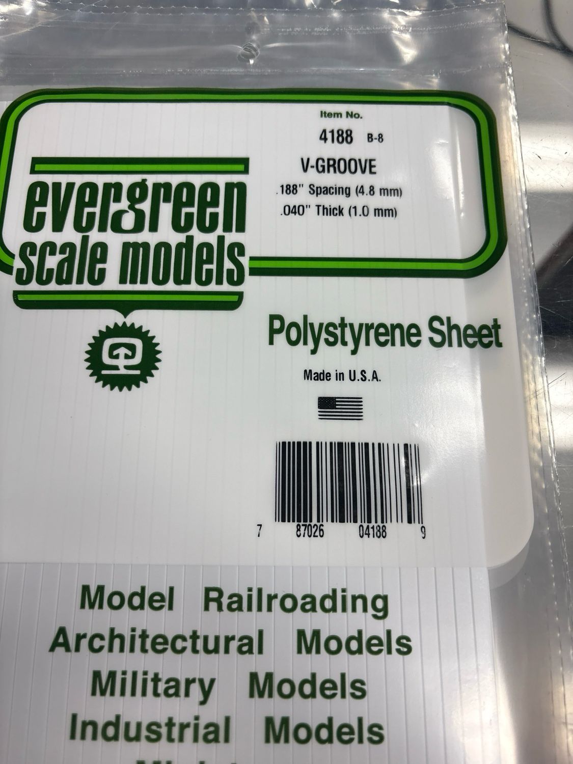 Evergreen Polystyrene Sheet (V-Groove) #4188 Evergreen Polystyrene Sheet (V-Groove) #4188