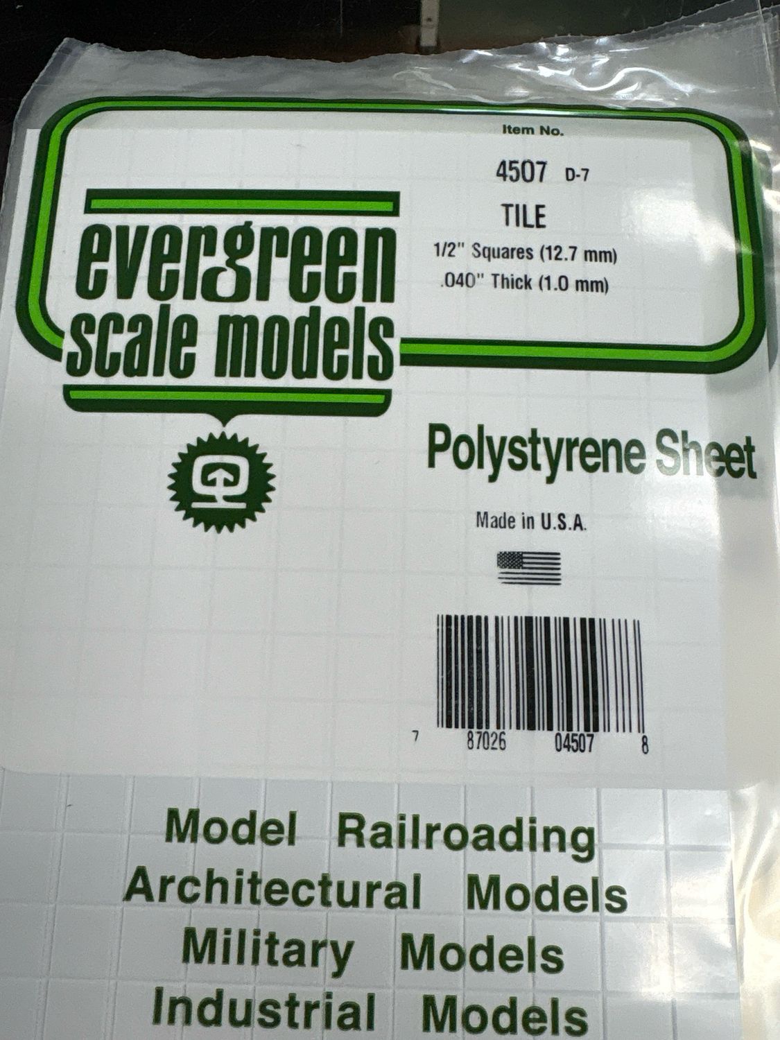 Evergreen Polystyrene Sheet (Tile) #4507 Evergreen Polystyrene Sheet (Tile) #4507