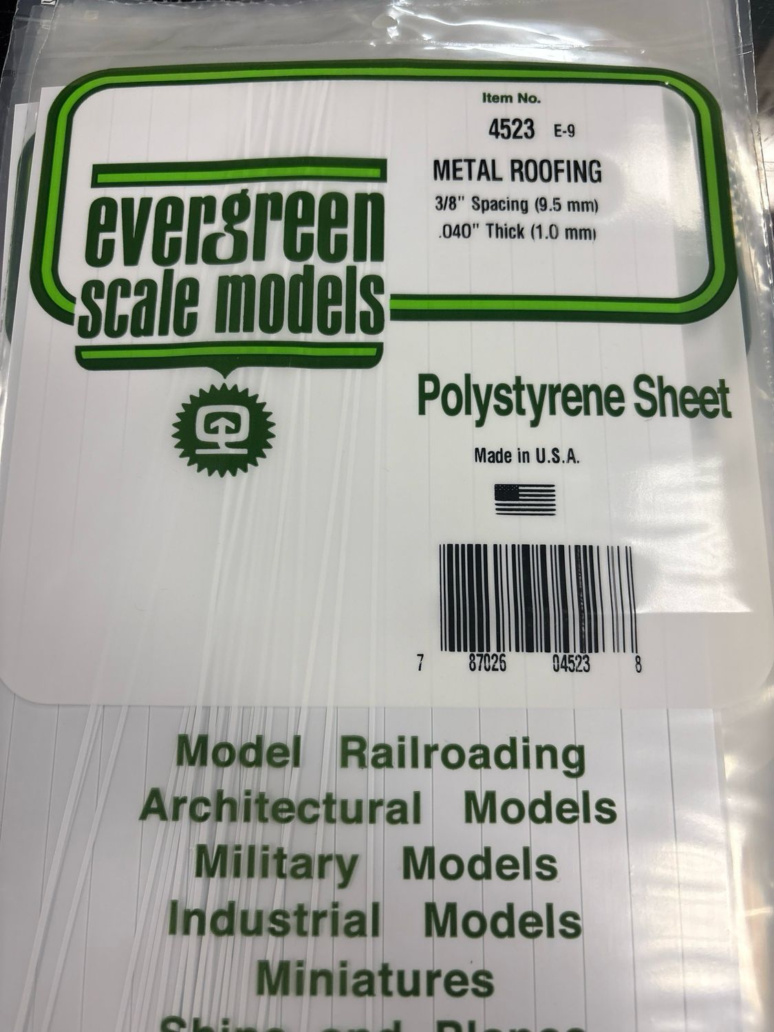 Evergreen Polystyrene Sheet (Metal Roofing) #4523 Evergreen Polystyrene Sheet (Metal Roofing) #4523