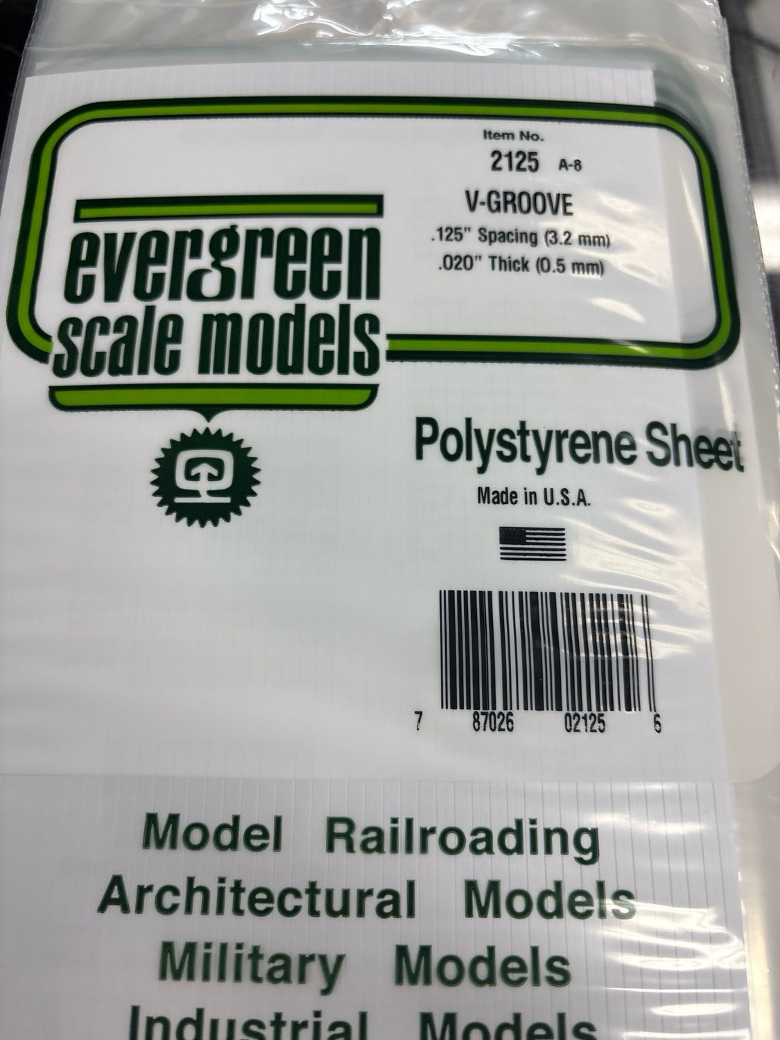 Evergreen Polystyrene Sheet (V-Groove) #2125 Evergreen Polystyrene Sheet (V-Groove) #2125