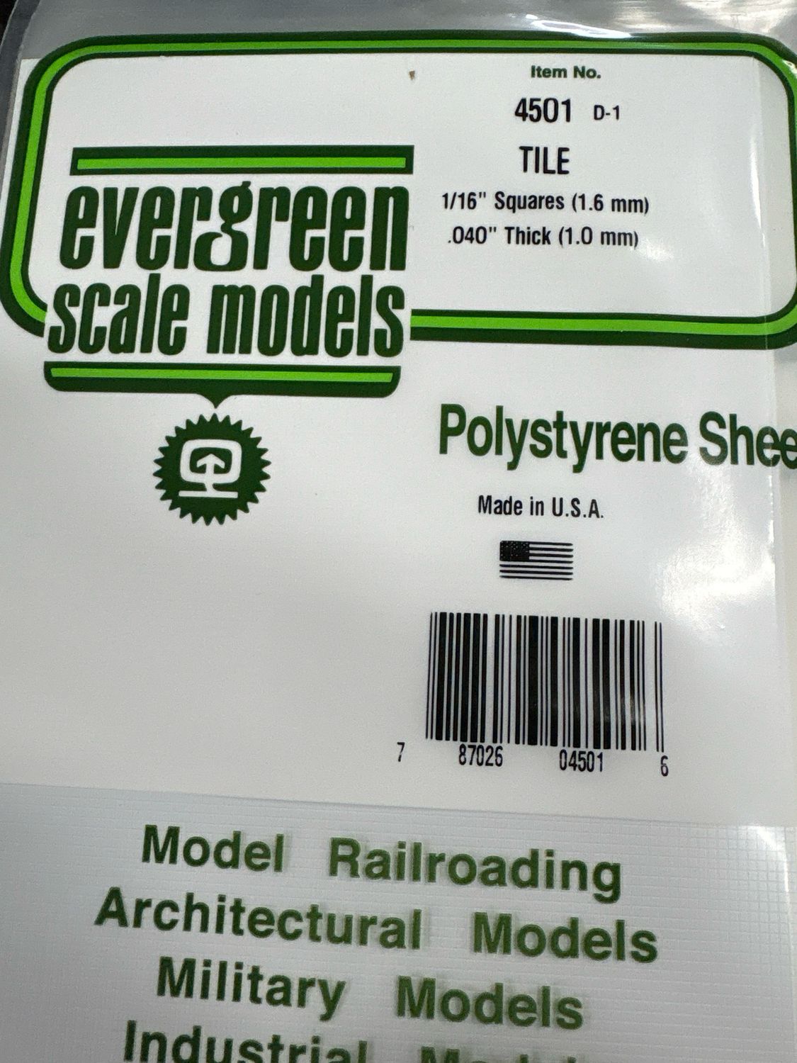 Evergreen Polystyrene Sheet (Tile) #4501 Evergreen Polystyrene Sheet (Tile) #4501