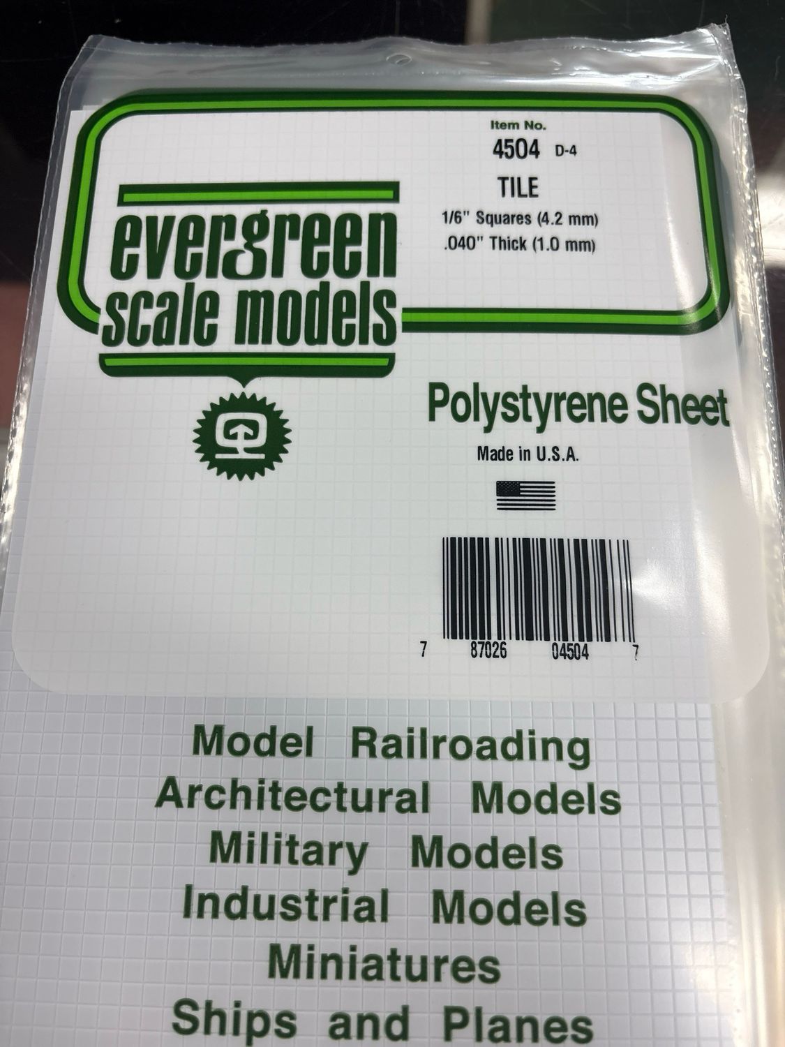 Evergreen Polystyrene Sheet (Tile) #4504 Evergreen Polystyrene Sheet (Tile) #4504