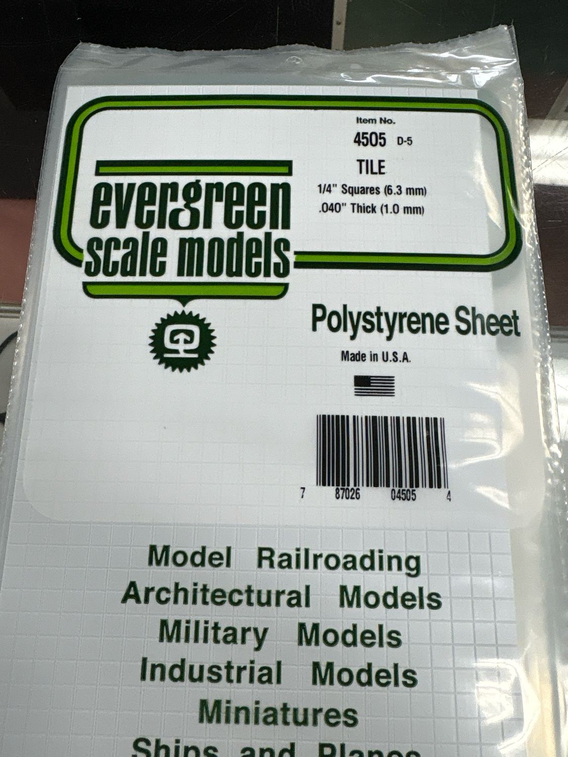 Evergreen Polystyrene Sheet (Tile) #4505