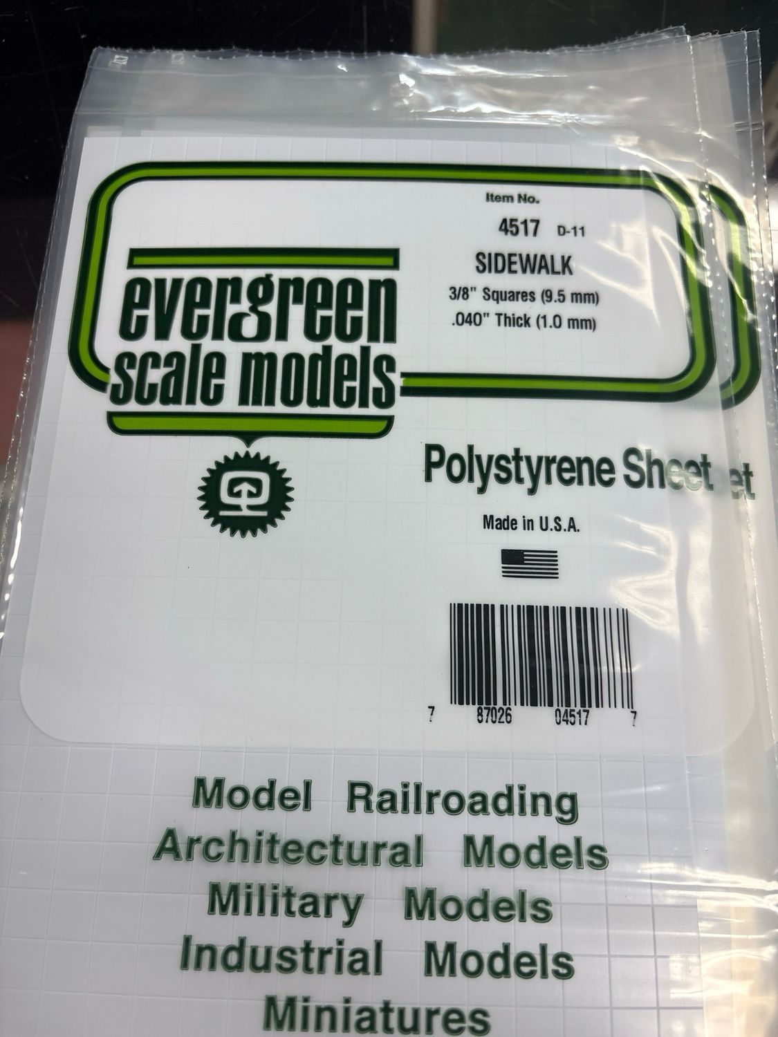 Evergreen Polystyrene Sheet (Sidewalk) #4517 Evergreen Polystyrene Sheet (Sidewalk) #4517
