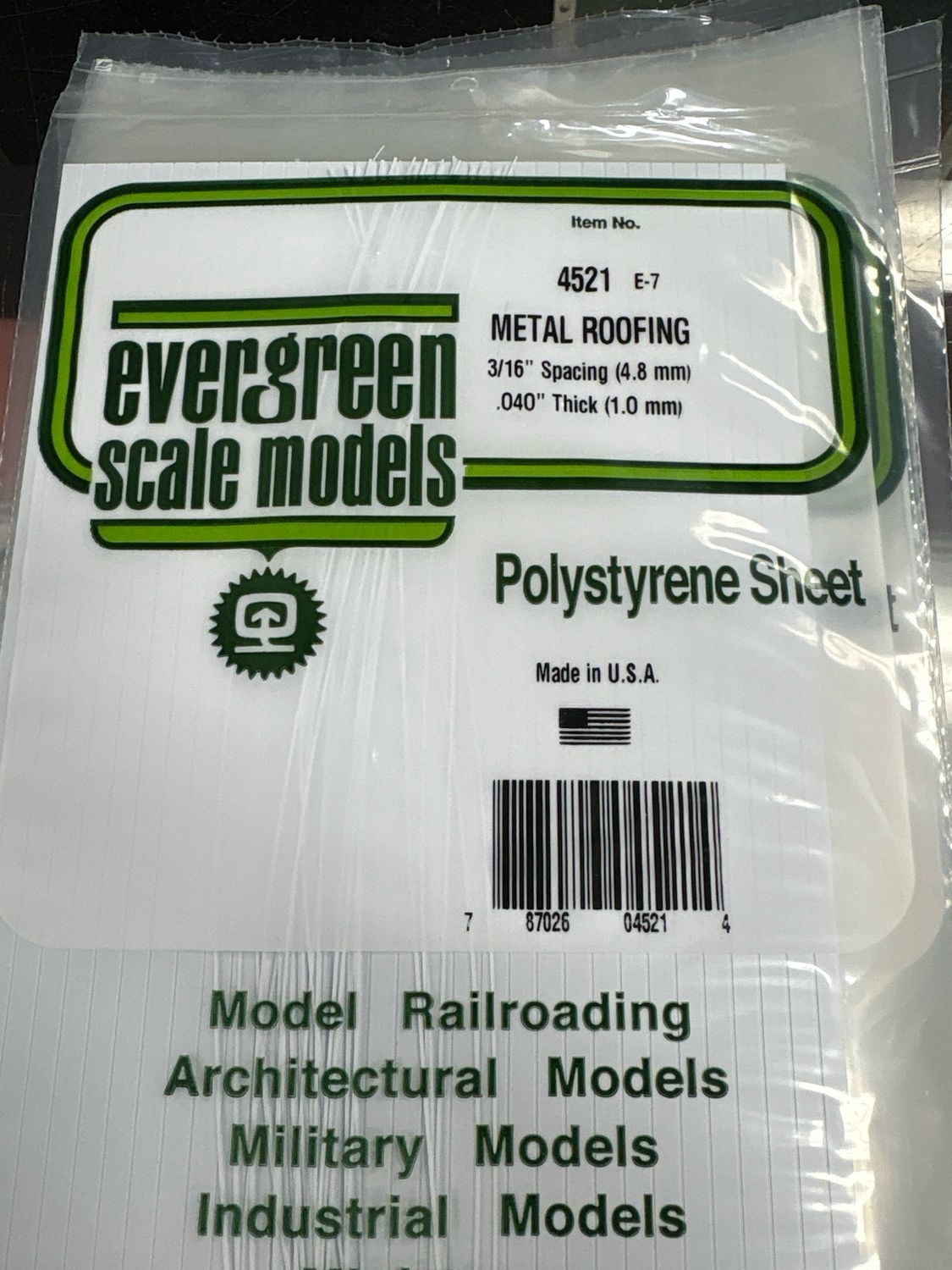 Evergreen Polystyrene Sheet (Metal Roofing) #4521 Evergreen Polystyrene Sheet (Metal Roofing) #4521