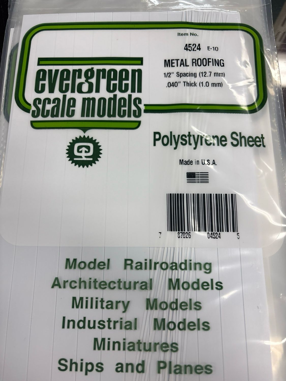 Evergreen Polystyrene Sheet (Metal Roofing) #4524 Evergreen Polystyrene Sheet (Metal Roofing) #4524
