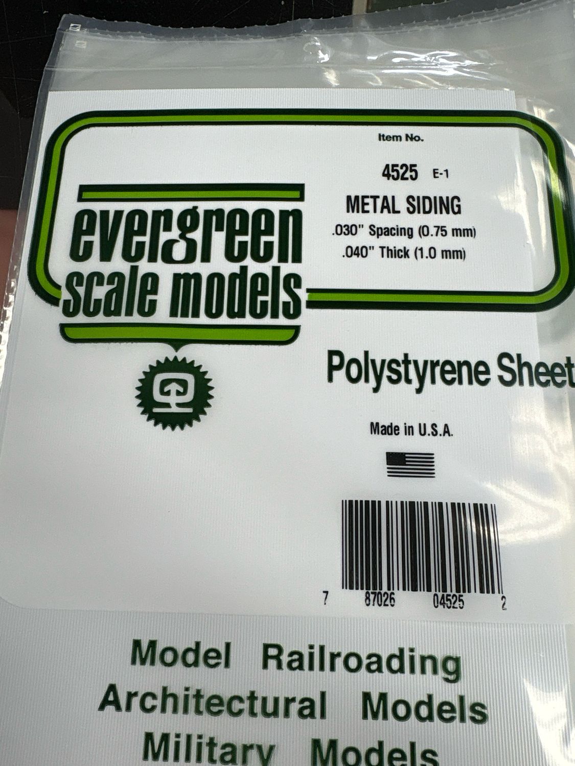 Evergreen Polystyrene Sheet (Metal Siding) #4525 Evergreen Polystyrene Sheet (Metal Siding) #4525