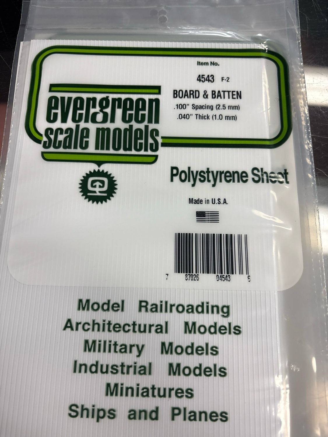 Evergreen Polystyrene Sheet (Board & Batten) #4543 Evergreen Polystyrene Sheet (Board & Batten) #4543