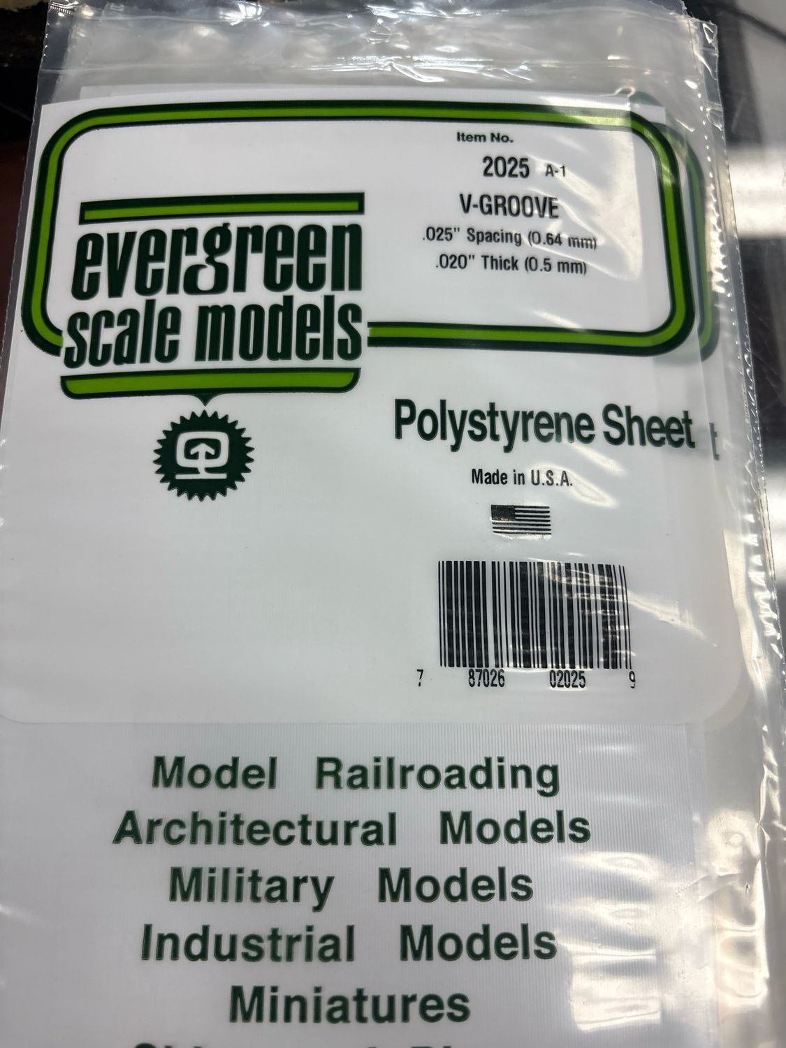 Evergreen Polystyrene Sheet (V-Groove) #2025 Evergreen Polystyrene Sheet (V-Groove) #2025
