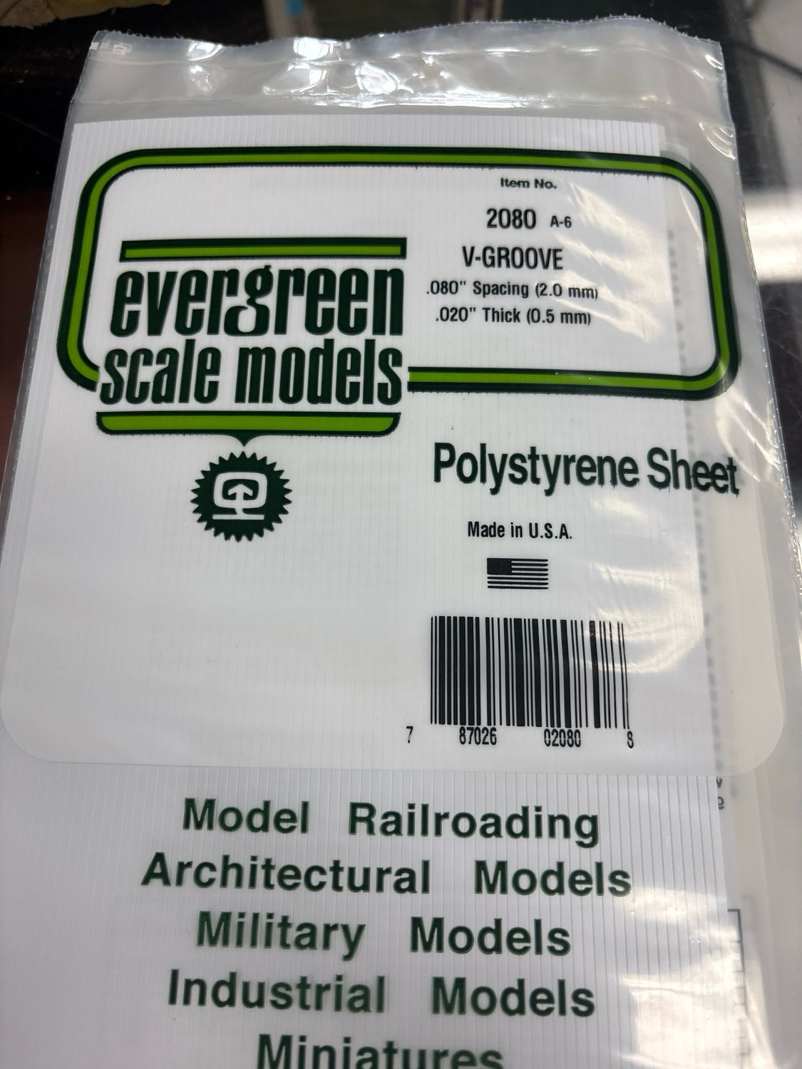Evergreen Polystyrene Sheet (V-Groove) #2080 Evergreen Polystyrene Sheet (V-Groove) #2080