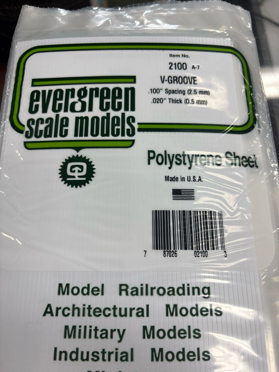 Evergreen Polystyrene Sheet (V-Groove) #2100 Evergreen Polystyrene Sheet (V-Groove) #2100