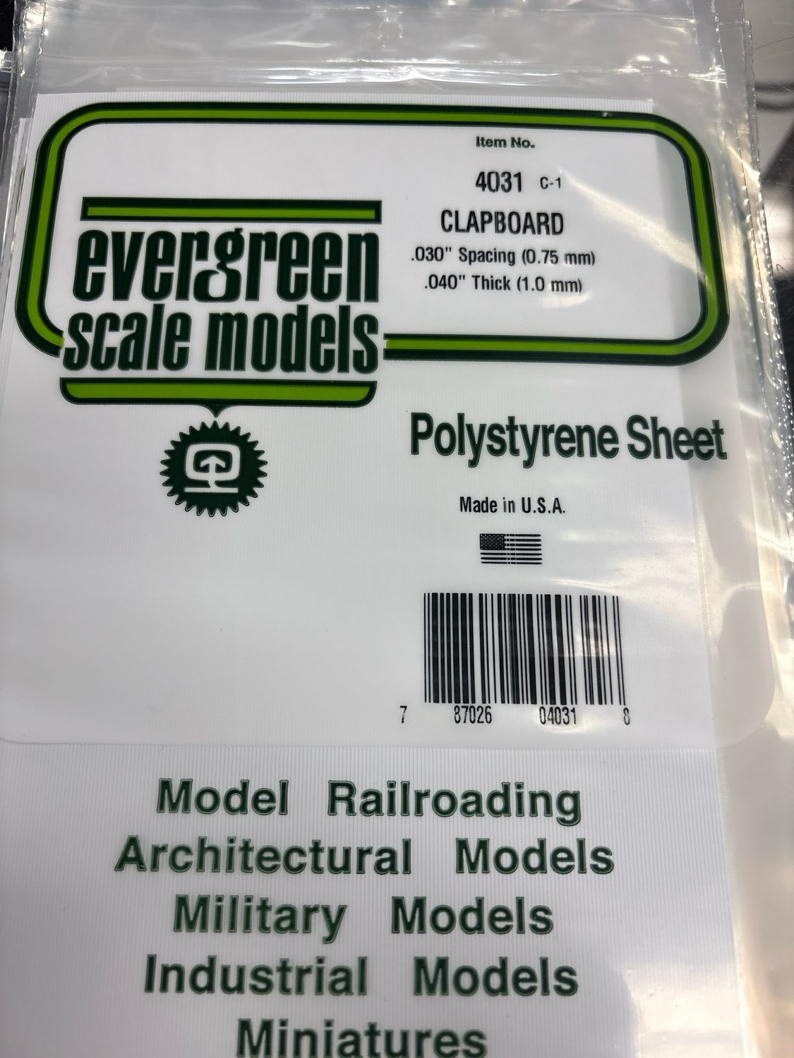 Evergreen Polystyrene Sheet (Clapboard) #4031 Evergreen Polystyrene Sheet (Clapboard) #4031